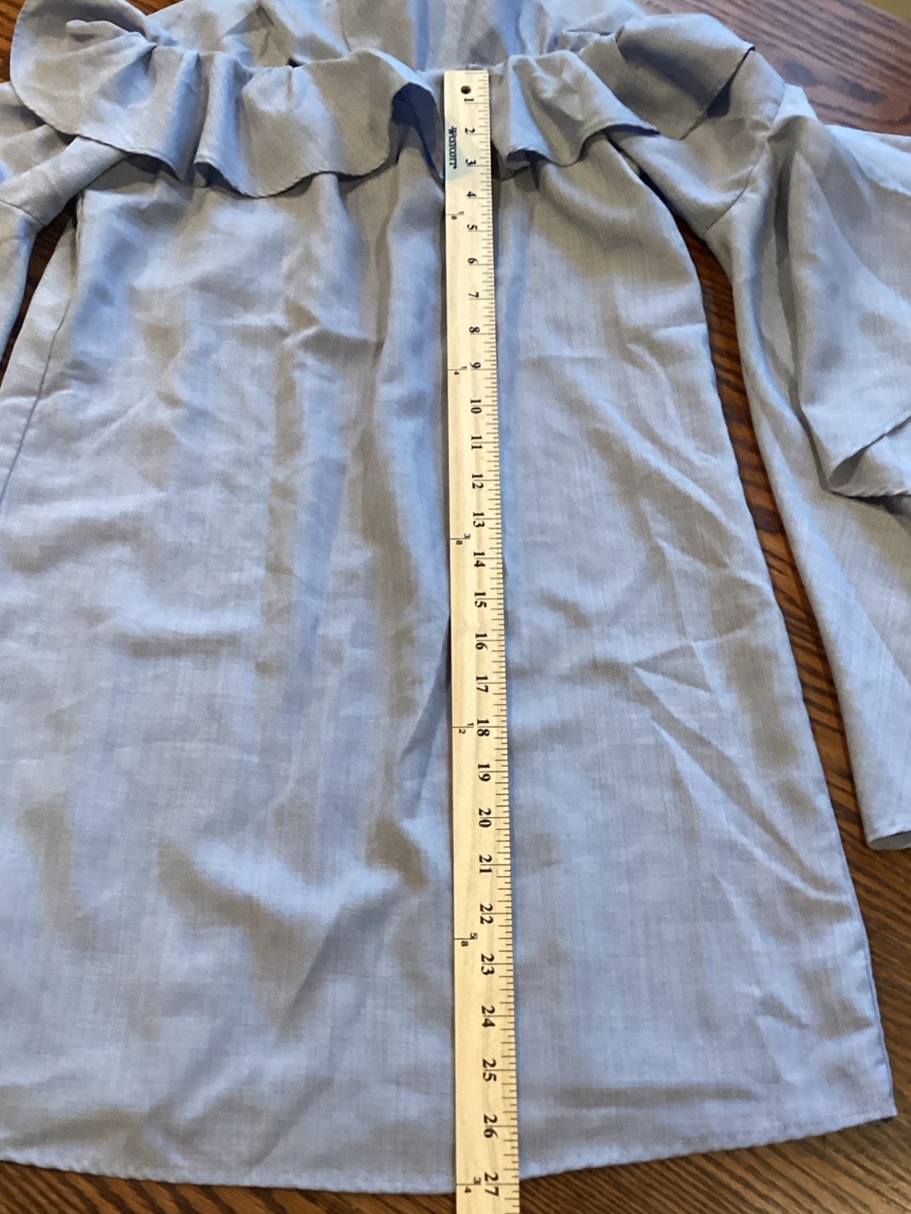 Wayf Light Blue Off-Shoulder Ruffle Bell-Sleeve Tunic - Picture 2 of 11